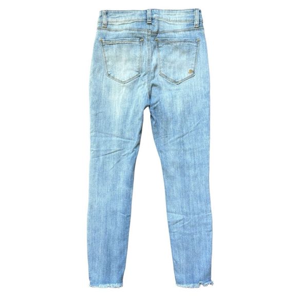 Indigo Rein Skinny Jeans Juniors 3 W26 Blue Mid Rise Frayed Hem Distressed Denim - Picture 2 of 11